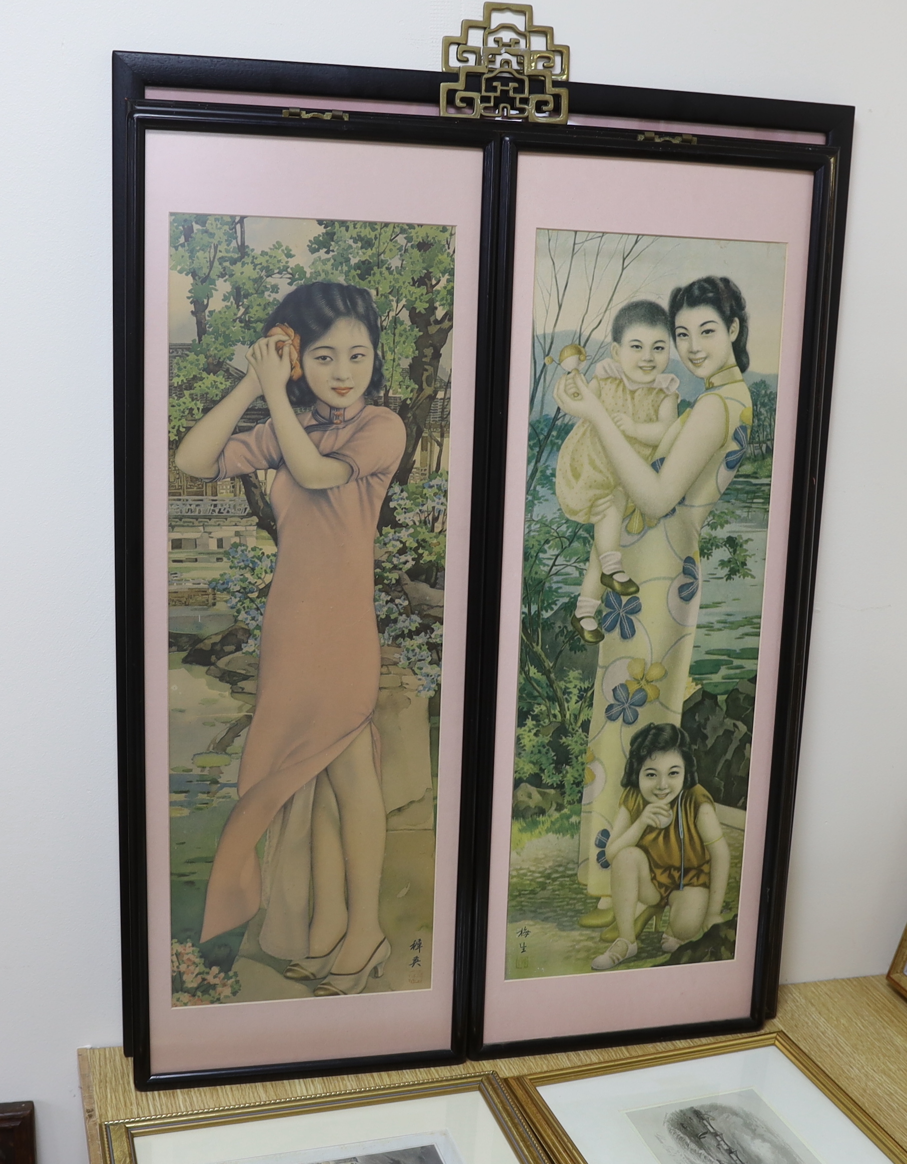 Three Shanghai advertising posters and a Maoist poster